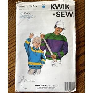 UNCUT Vintage 1980s Kwik Sew 1657 Sewing Pattern Size XS - S Mens Sweatshirt